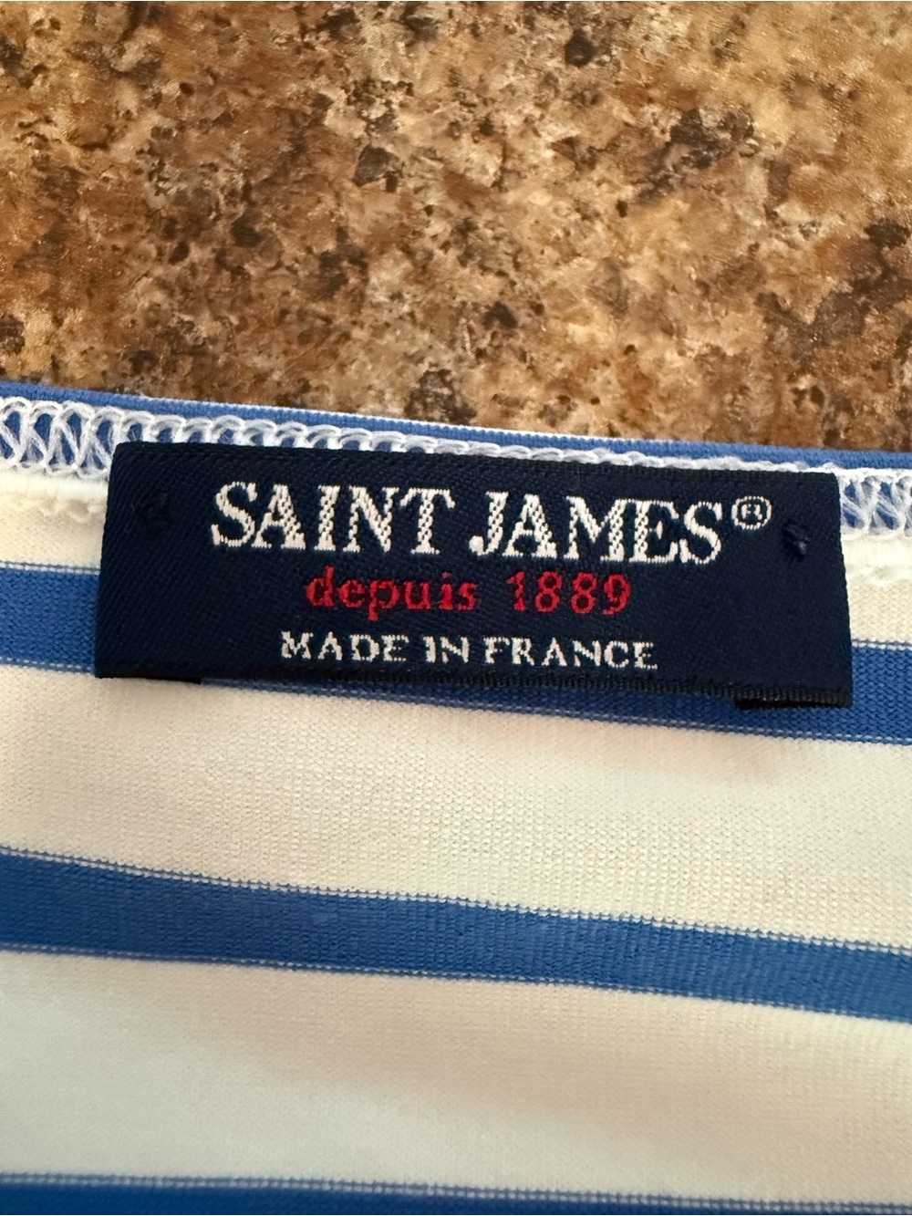 Saint James Galathee II Breton Striped Top Blue White Size 6 Nautical French - Picture 3 of 6